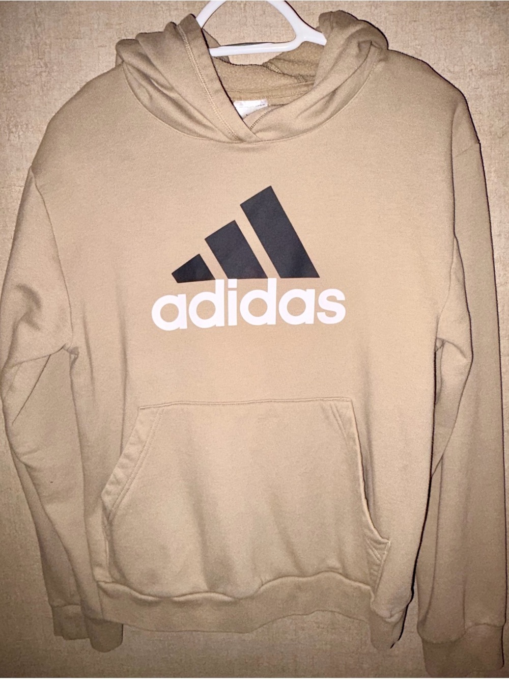 adidas Men’s Tan Crewneck Hoodie with Logo